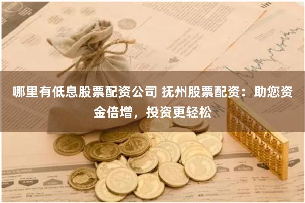 哪里有低息股票配资公司 抚州股票配资：助您资金倍增，投资更轻松