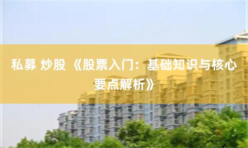 私募 炒股 《股票入门：基础知识与核心要点解析》